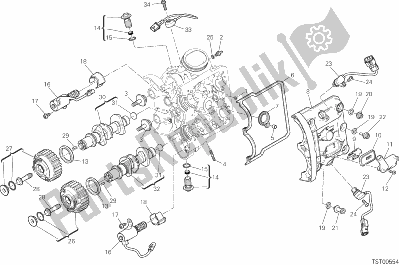 All parts for the Testa Orizzontale - Distribuzione of the Ducati Multistrada 1200 S Pikes Peak Thailand 2017